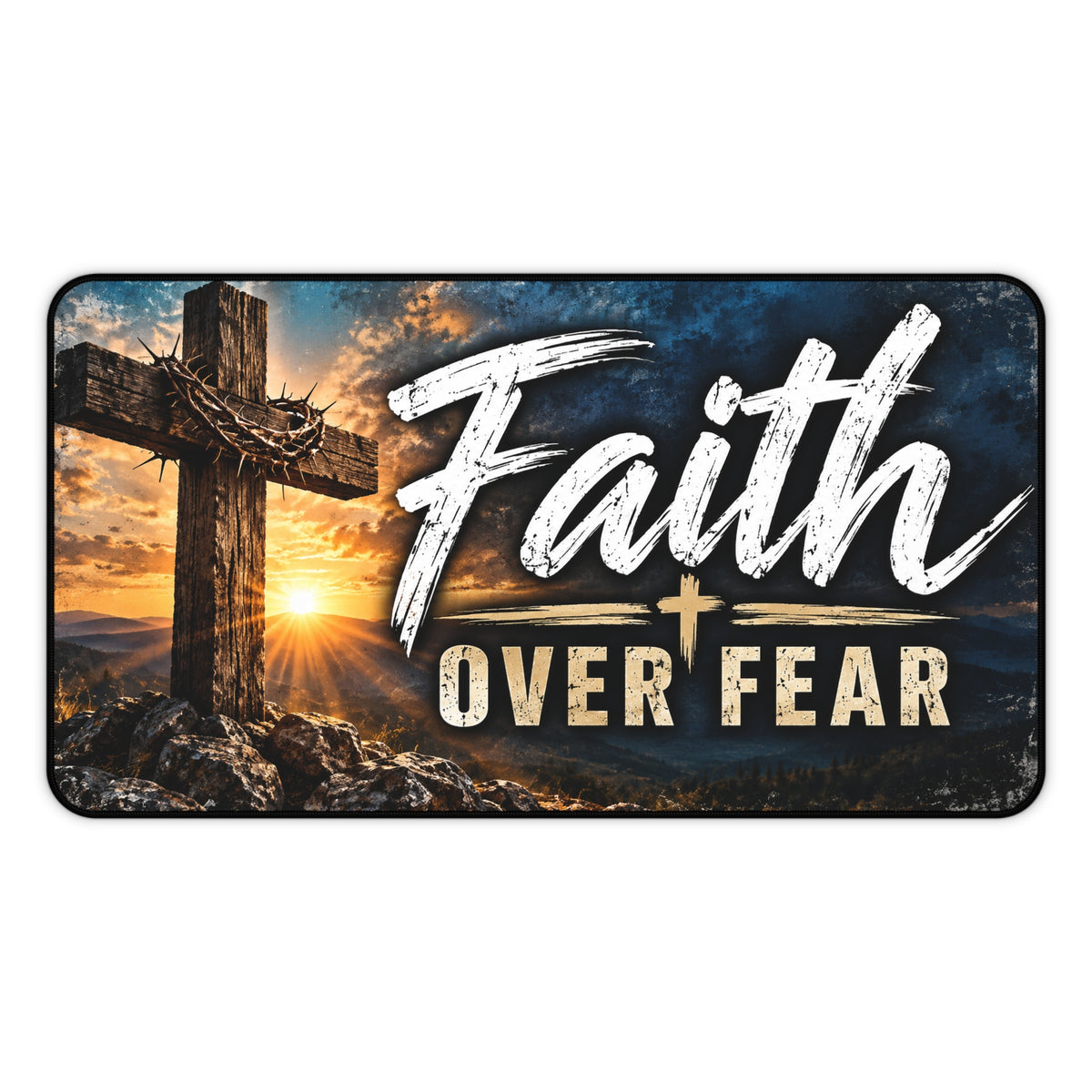 Faith Over Fear Christian Desk Mat