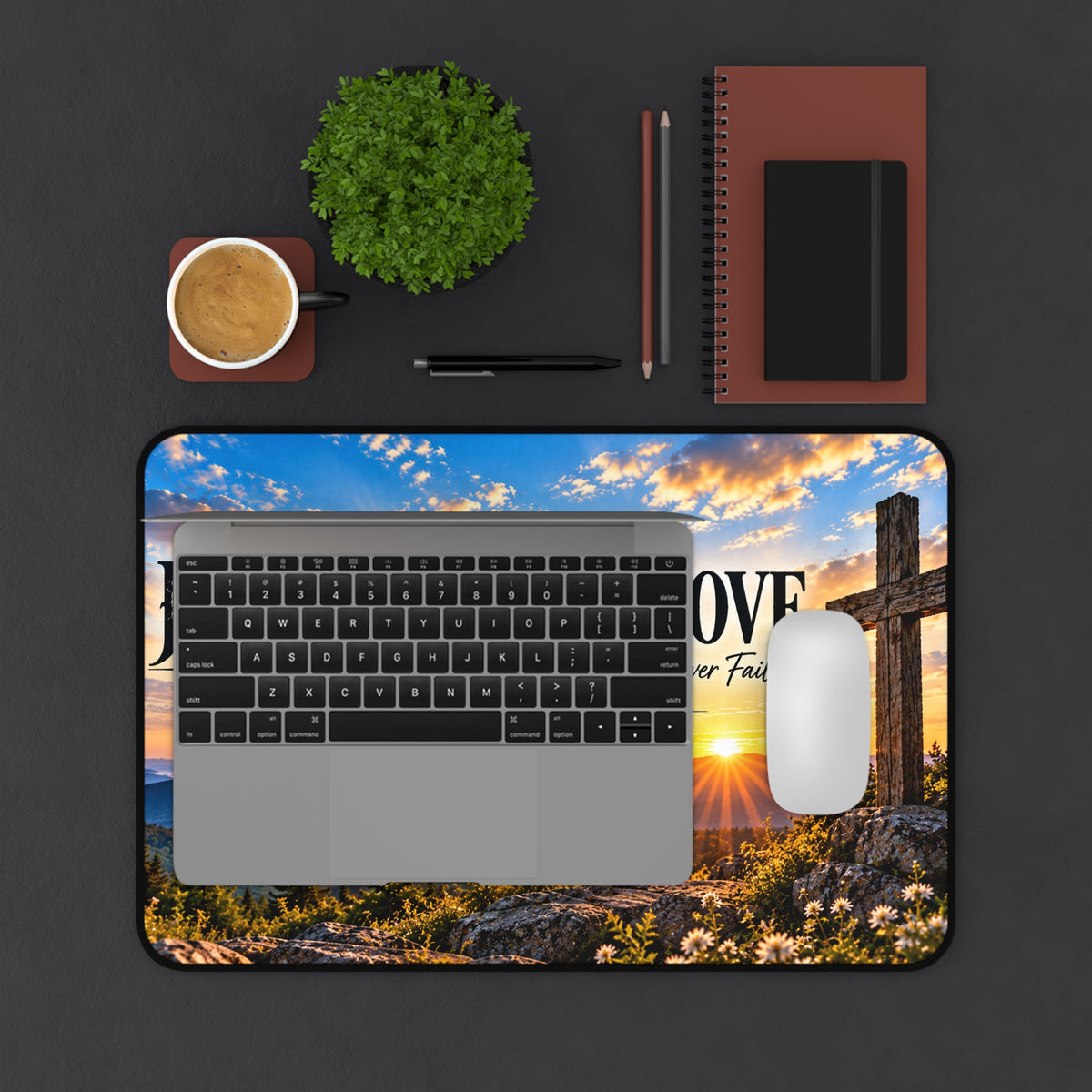 Faith Hope Love Christian Desk Mat