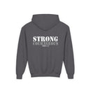 Youth Hoodie — "Strong & Courageous" Inspirational Christian Sweatshirt (Joshua 1:9)