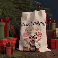 (Personalized) North Pole 'Reindeer Top Secret Special Delivery' Christmas Gift Bag