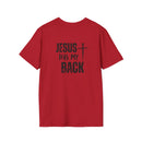 Back design - Jesus Has My Back T-Shirt — Christian Faith Cross Tee