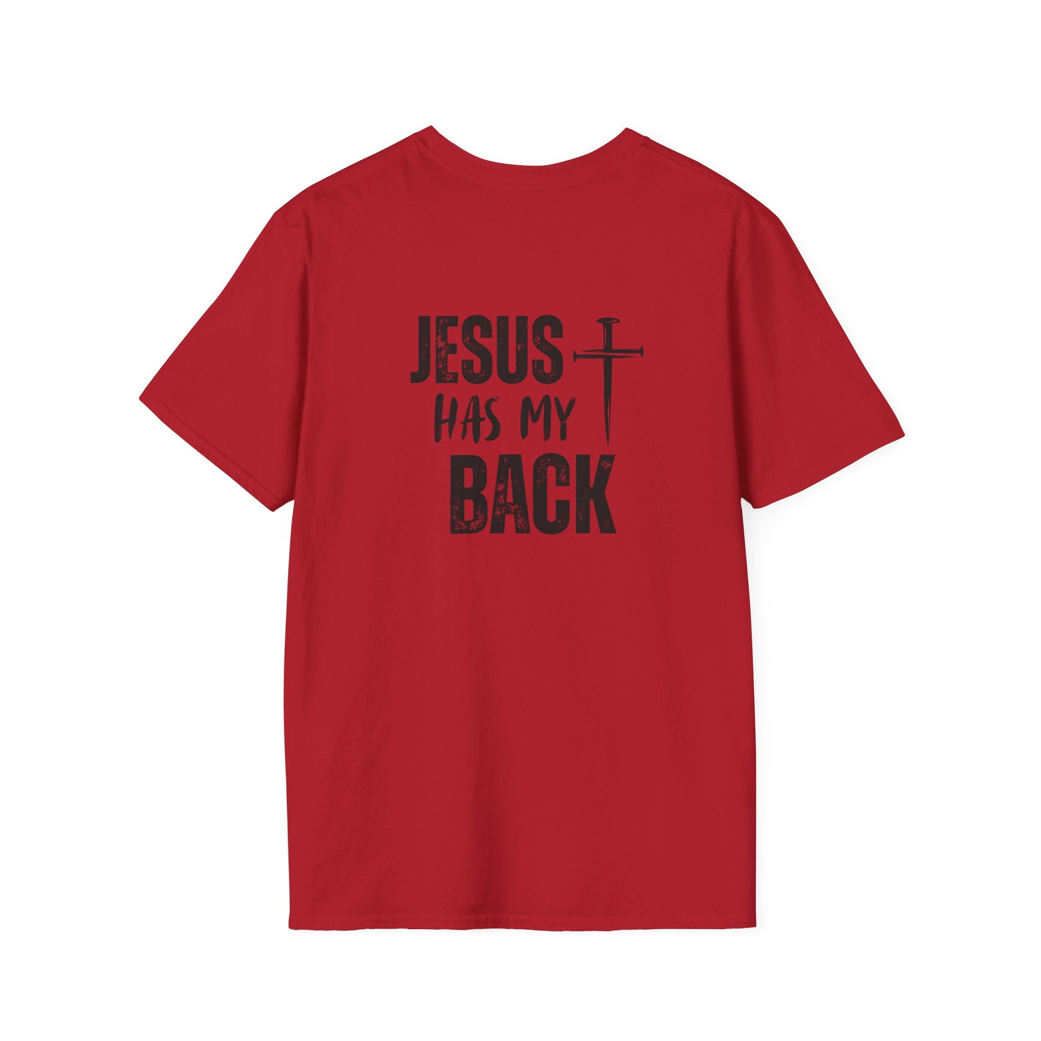 Back design - Jesus Has My Back T-Shirt — Christian Faith Cross Tee