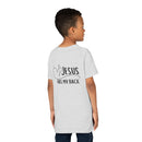 Back design - Youth Tee - "Jesus Has My Back" Christian Faith Shirt
