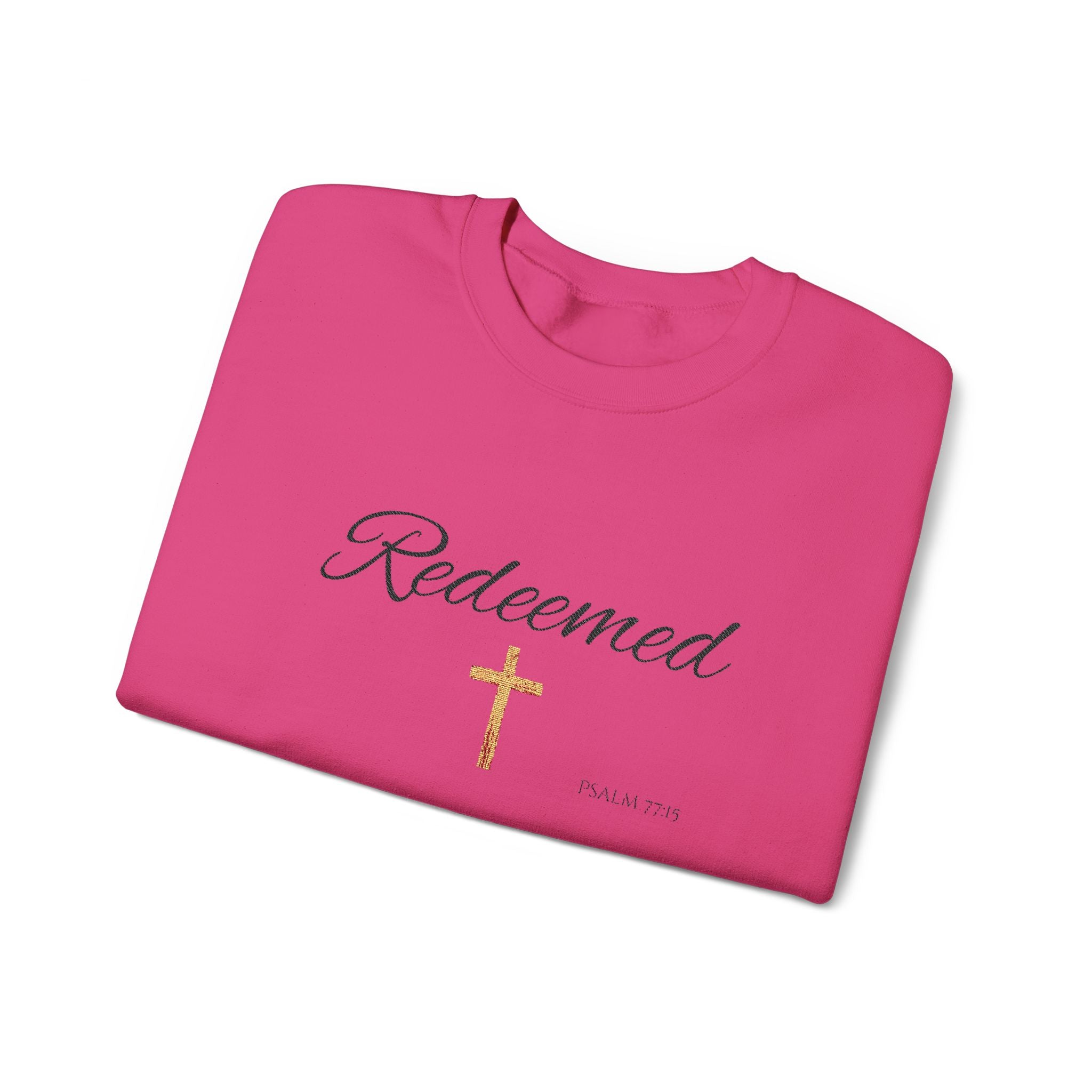 Embroidered Redeemed Psalm 77:15 Unisex Heavy Blend Crewneck Sweatshirt