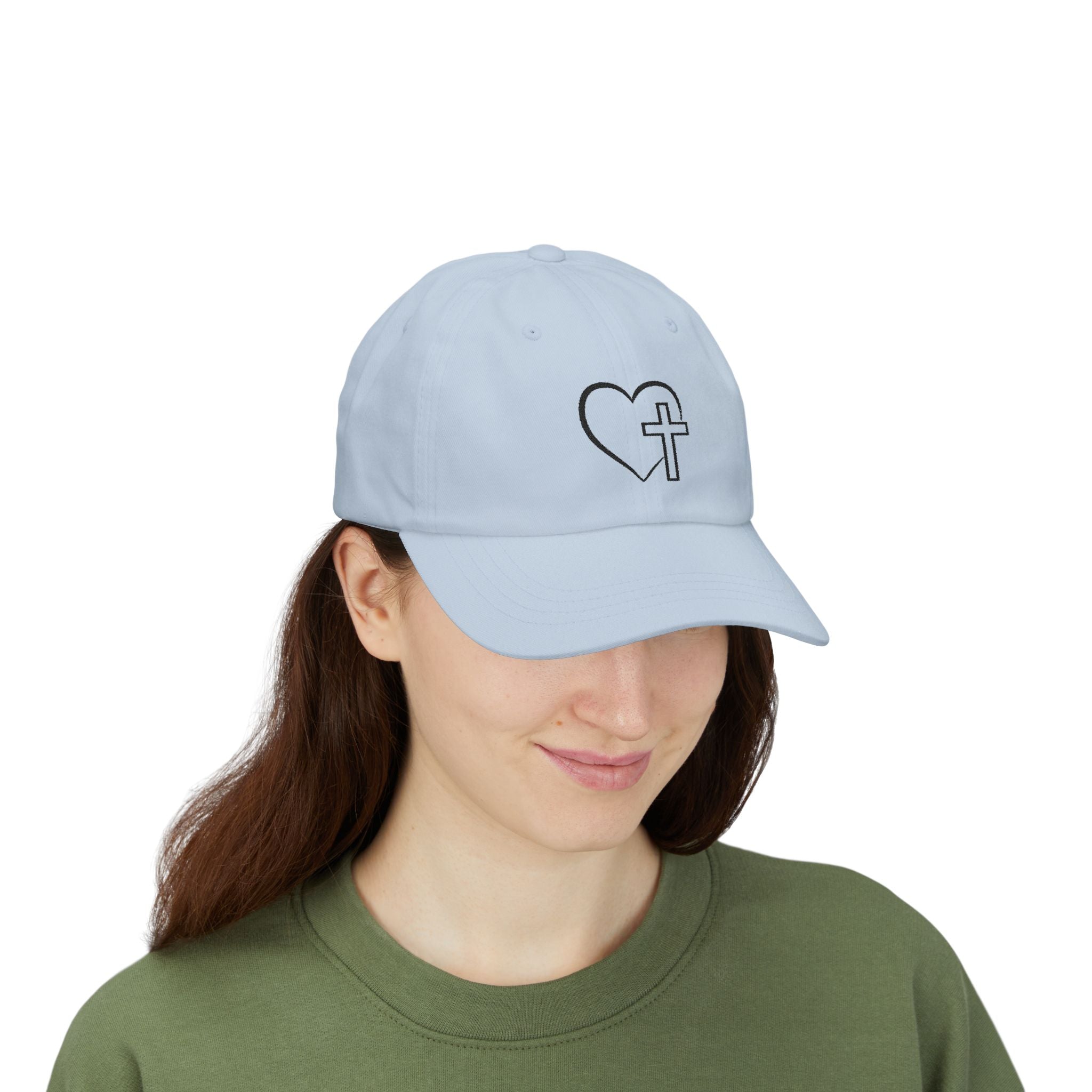 Christian Heart & Cross Hat — Embroidered Faith Baseball Hat
