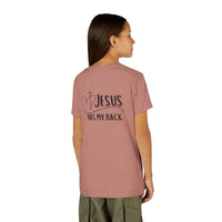 Back design - Youth Tee - "Jesus Has My Back" Christian Faith Shirt