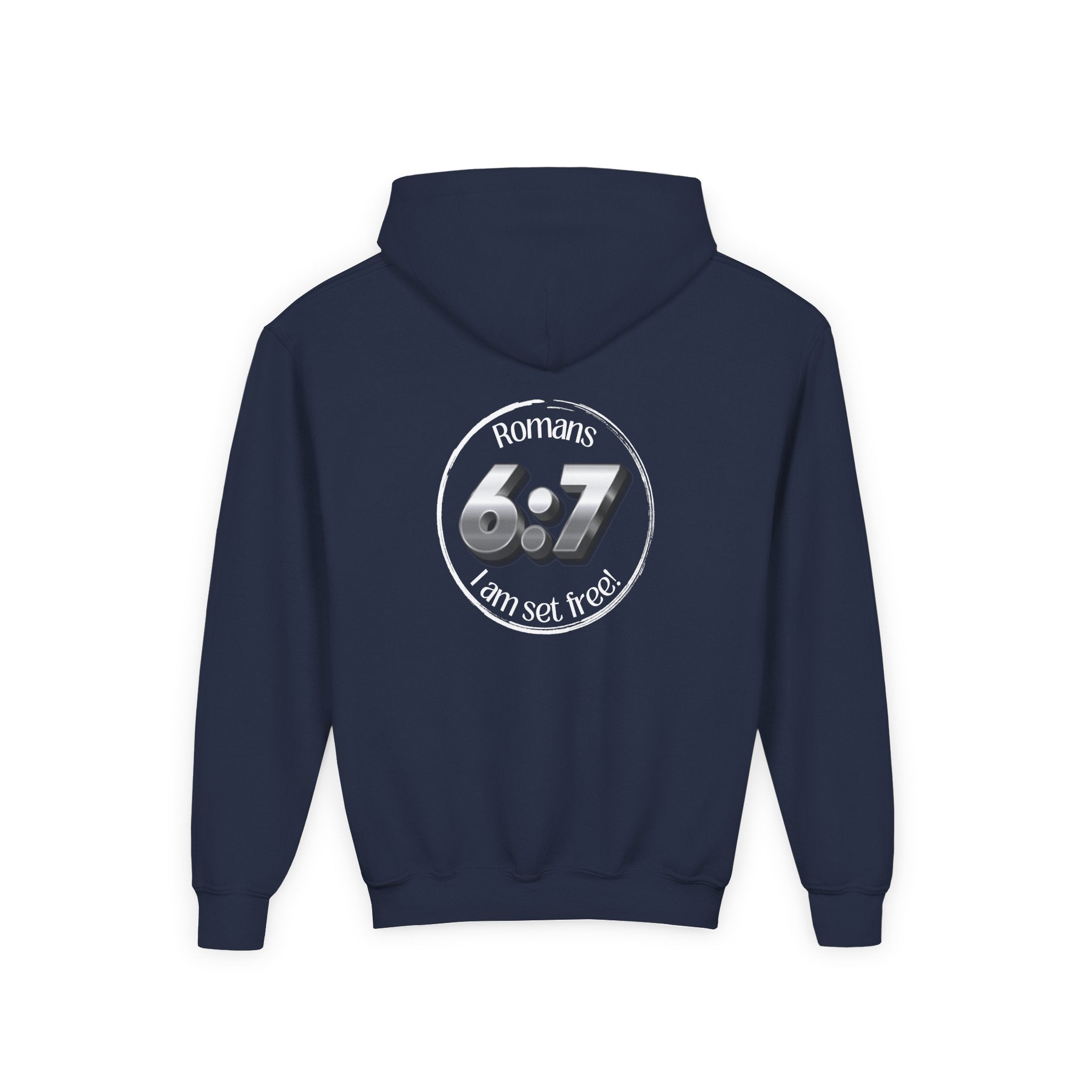 Youth Hoodie - Romans 6:7 'I Am Set Free' Christian Cross Sweatshirt Christian Hoodie for Boys