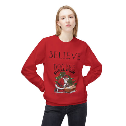 Believe Every Knee Shall Bow Christmas Sweatshirt - Christian Sweatshirts for Women Men - Christmas Sweatshirts for Christians  - Faith Christmas Sweatshirts