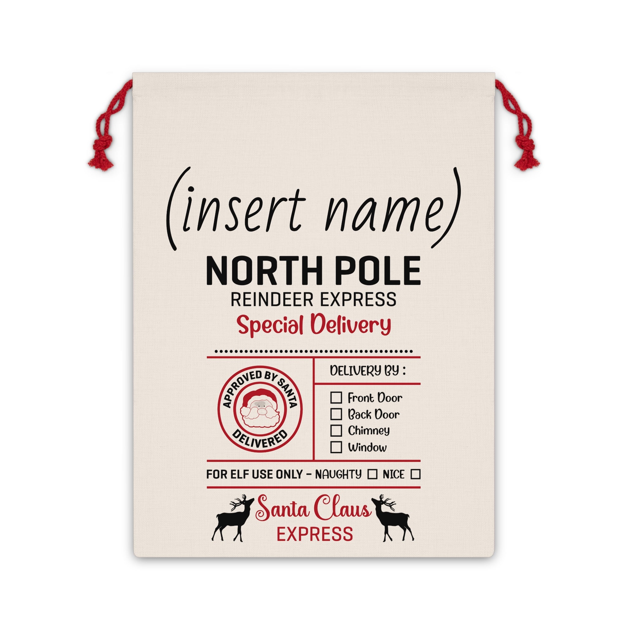 (Personalized) North Pole 'Reindeer Express' Christmas Gift Bag