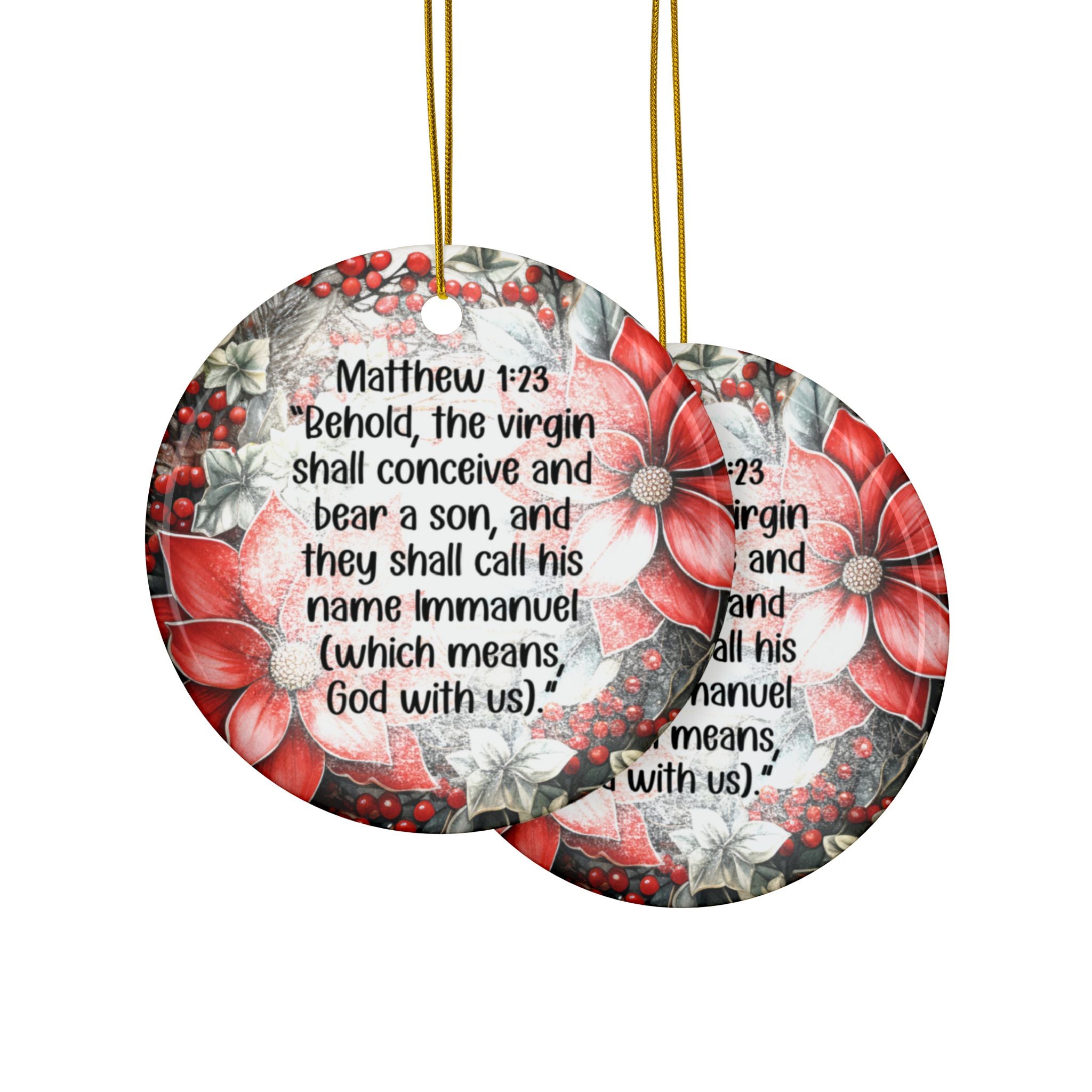 Ceramic Ornament — "They Shall Call His Name Emmanuel" Nativity Christmas Tree Decoration