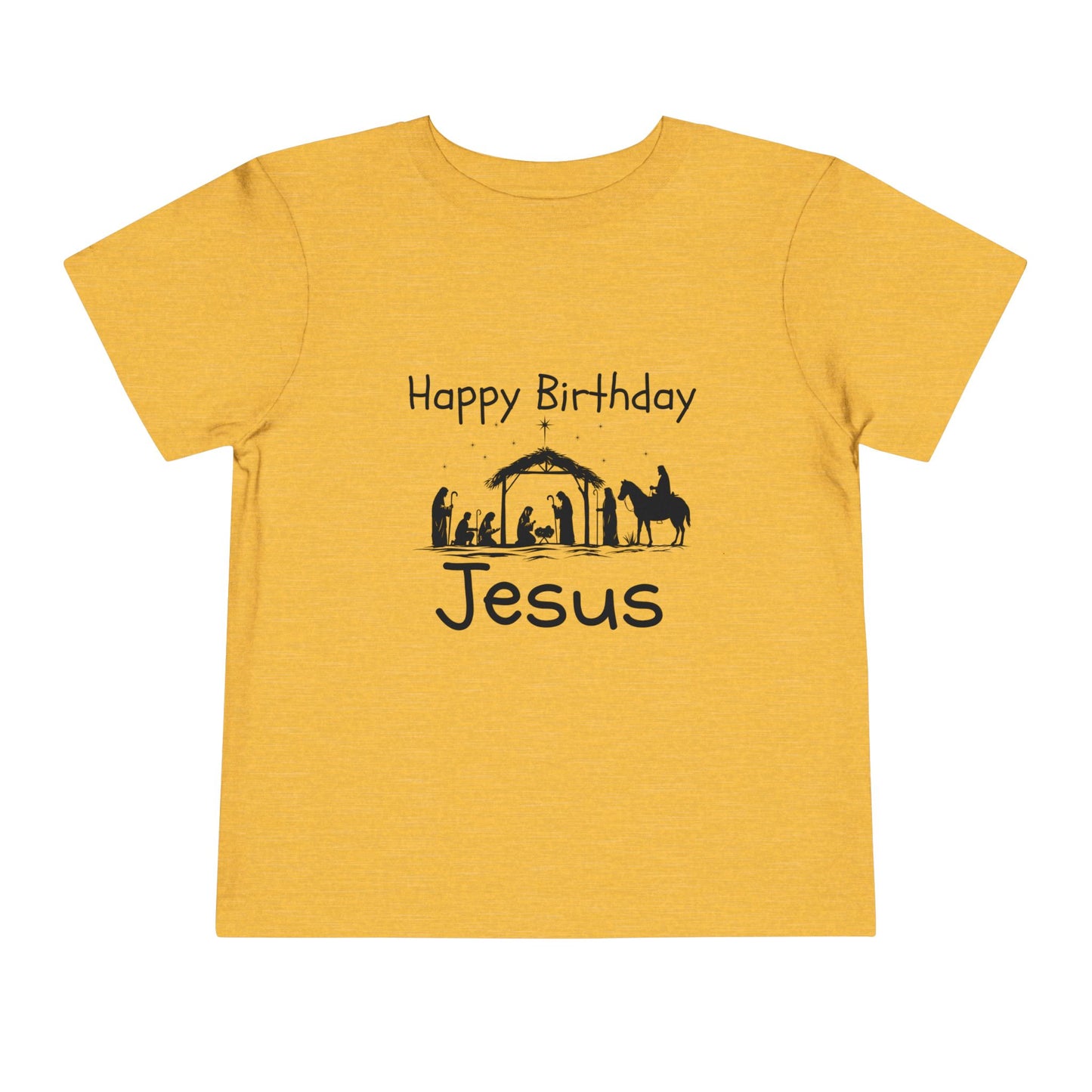 Happy Birthday Jesus Christian Christmas Shirt for Toddlers Short Sleeve Tee Christian Toddler Christmas Shirt