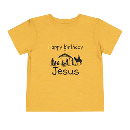 Happy Birthday Jesus Christian Christmas Shirt for Toddlers Short Sleeve Tee Christian Toddler Christmas Shirt