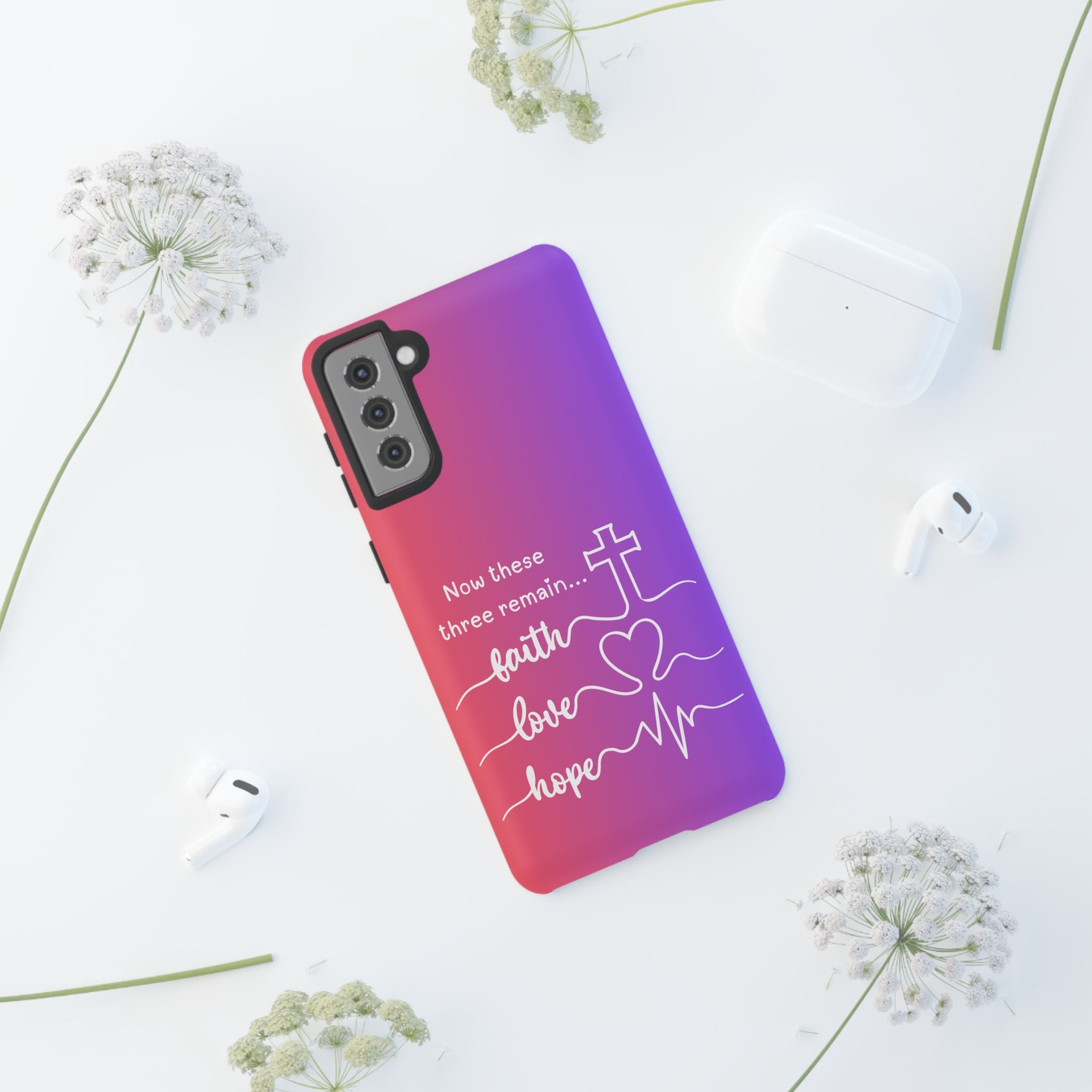 Samsung Faith, Love & Hope Gradient Phone Case — 'Now These Three Remain' Christian Protective Case