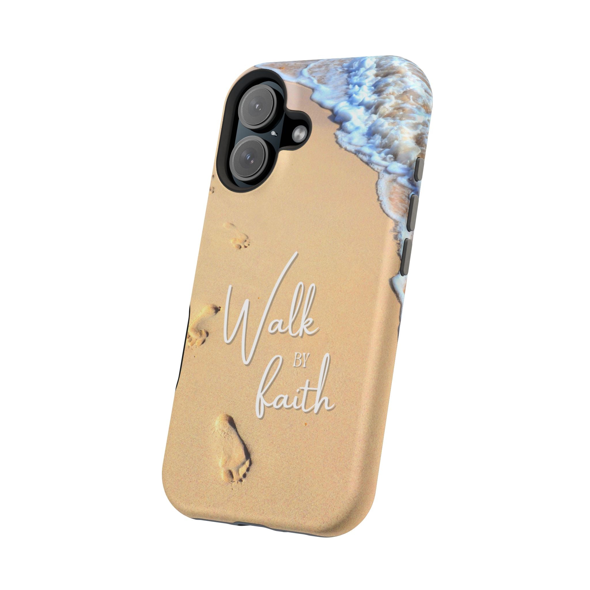 iPhone Inspirational Magnetic Phone Case, Unique Phone Accessories, Faith-Based Gifts, Coastal Vibes, Walk by Faith Design