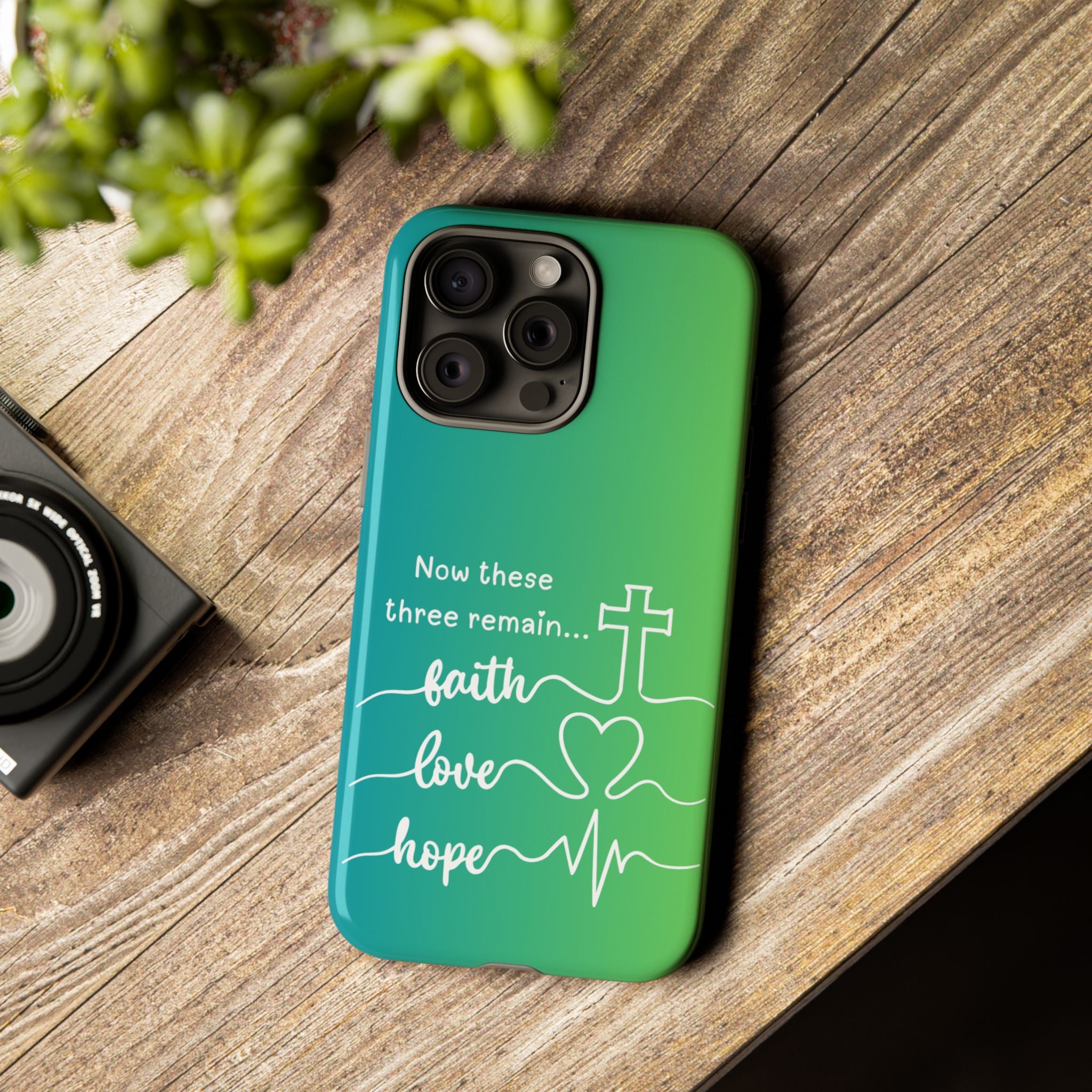 iPhone - 'Faith Love Hope' Christian Cross Protective Cover