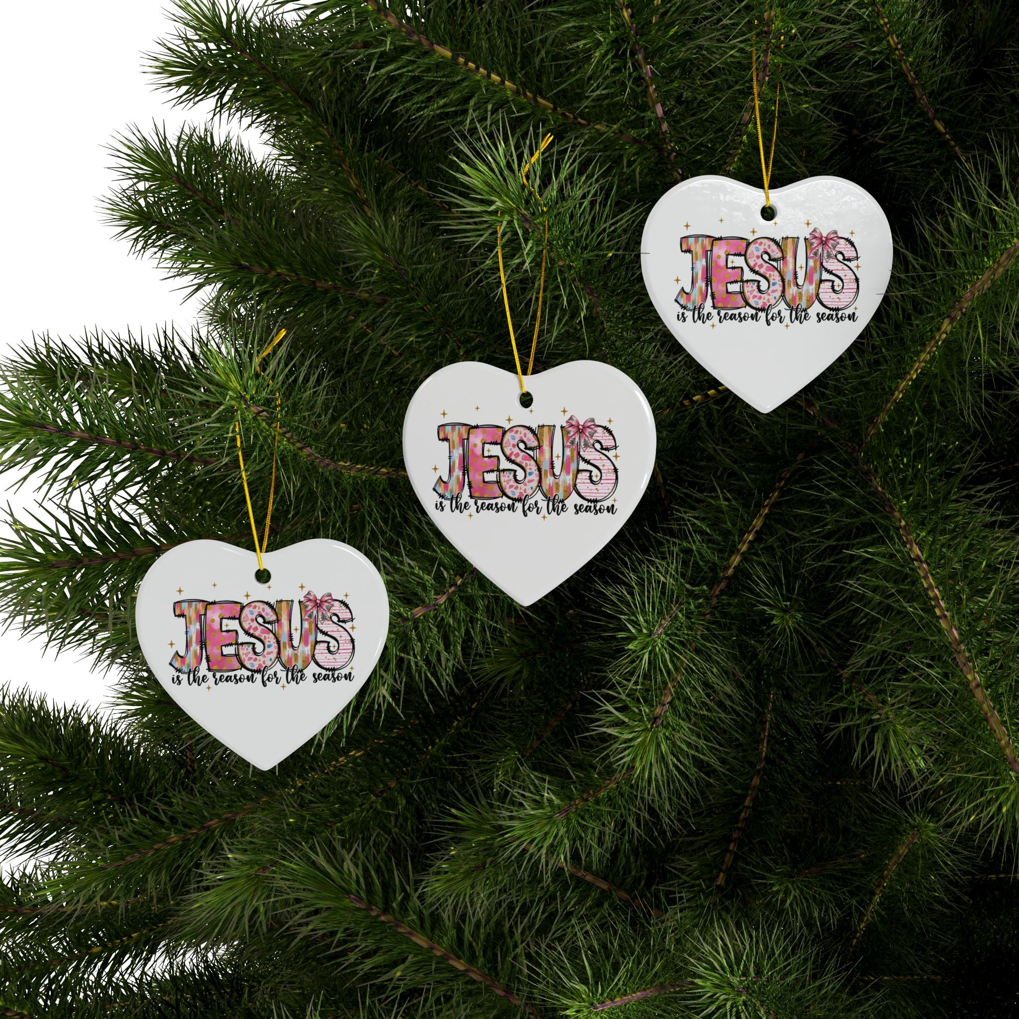 Ceramic Ornament — "Jesus Is The Reason For The Season" Nativity Christmas Tree Decoration
