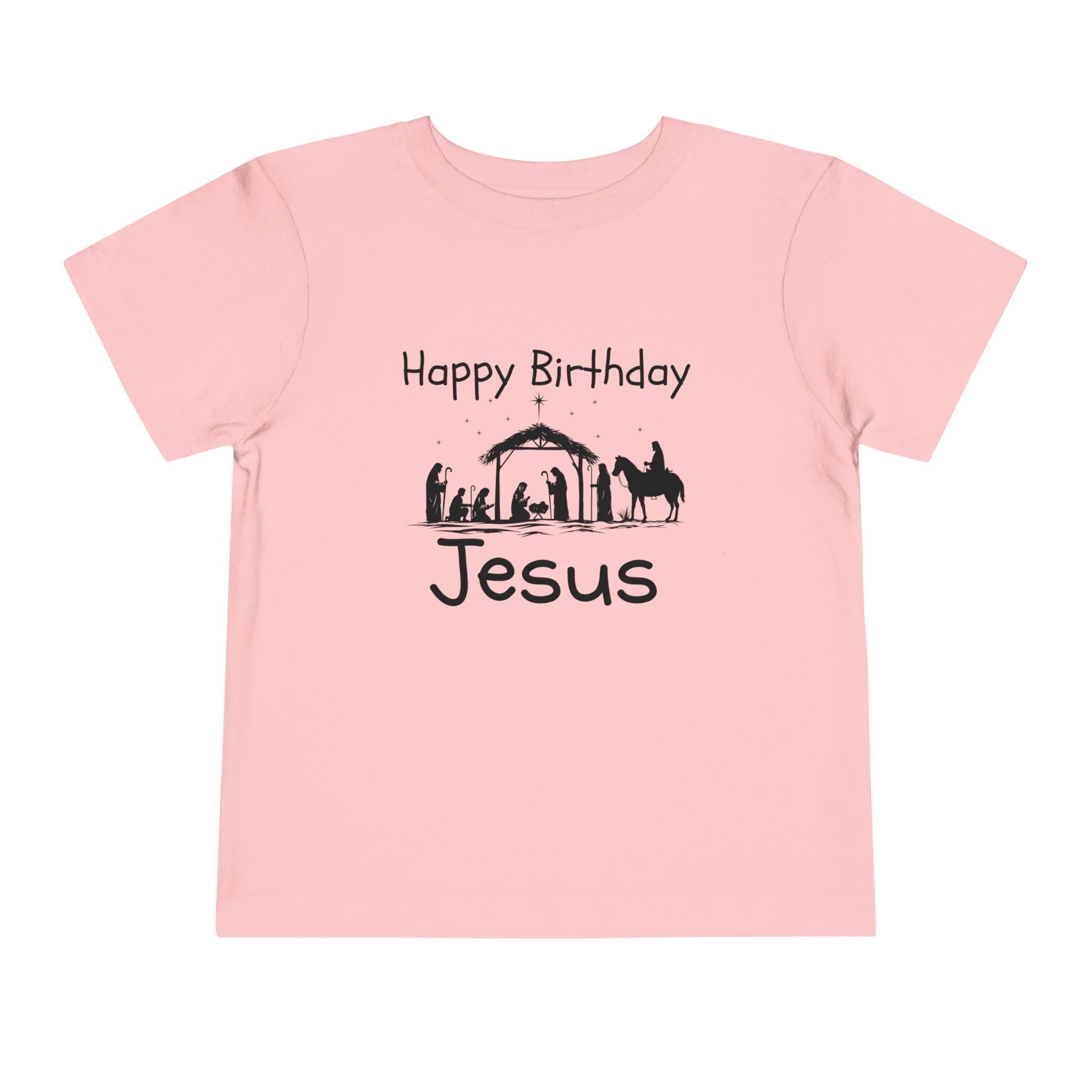 Happy Birthday Jesus Christian Christmas Shirt for Toddlers Short Sleeve Tee Christian Toddler Christmas Shirt