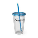 Saved By Grace Water Tumbler - Christian Gifts for Women Men - Faith Based Gifts