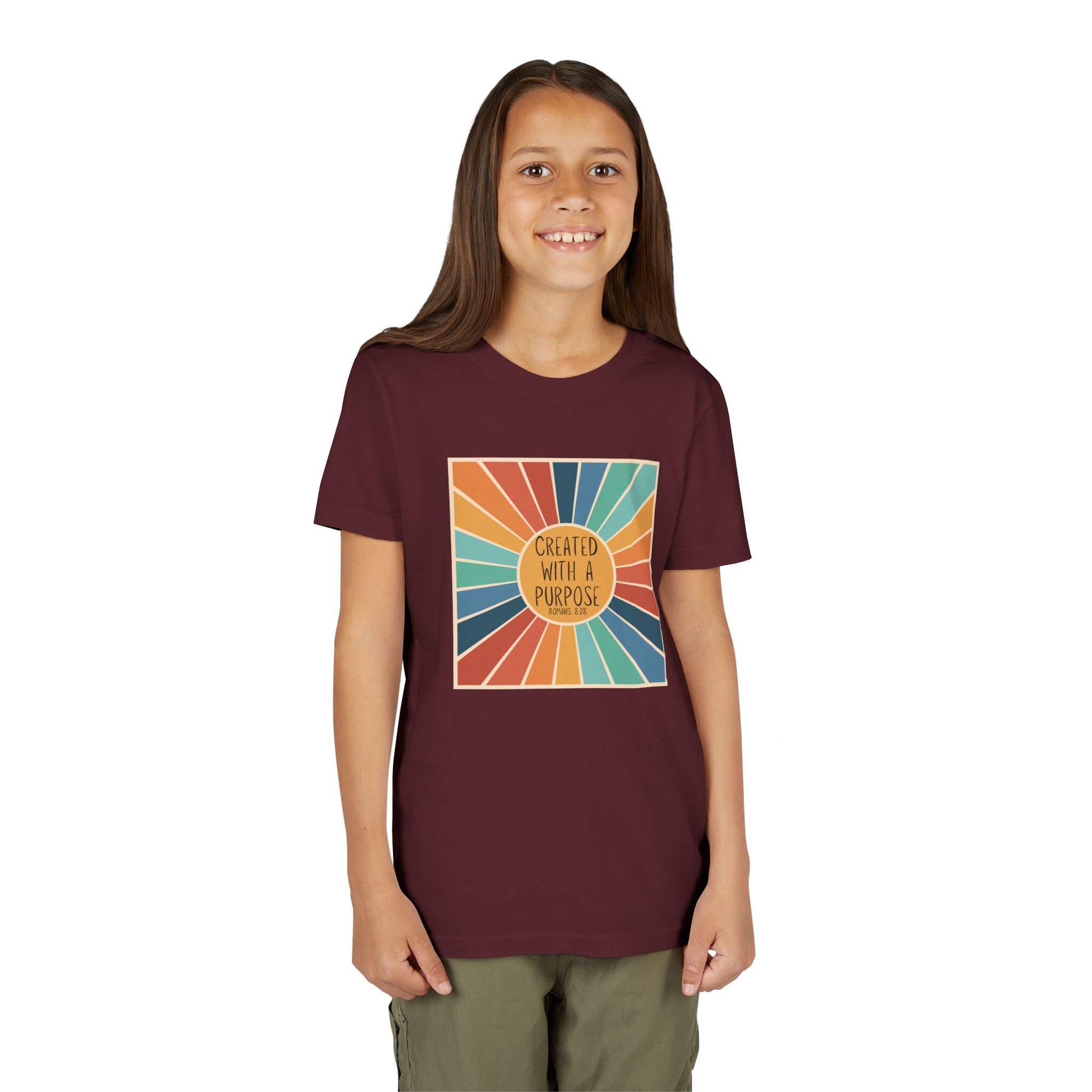 Youth Tee — 'Created With A Purpose' Retro Sunburst Kids T-Shirt