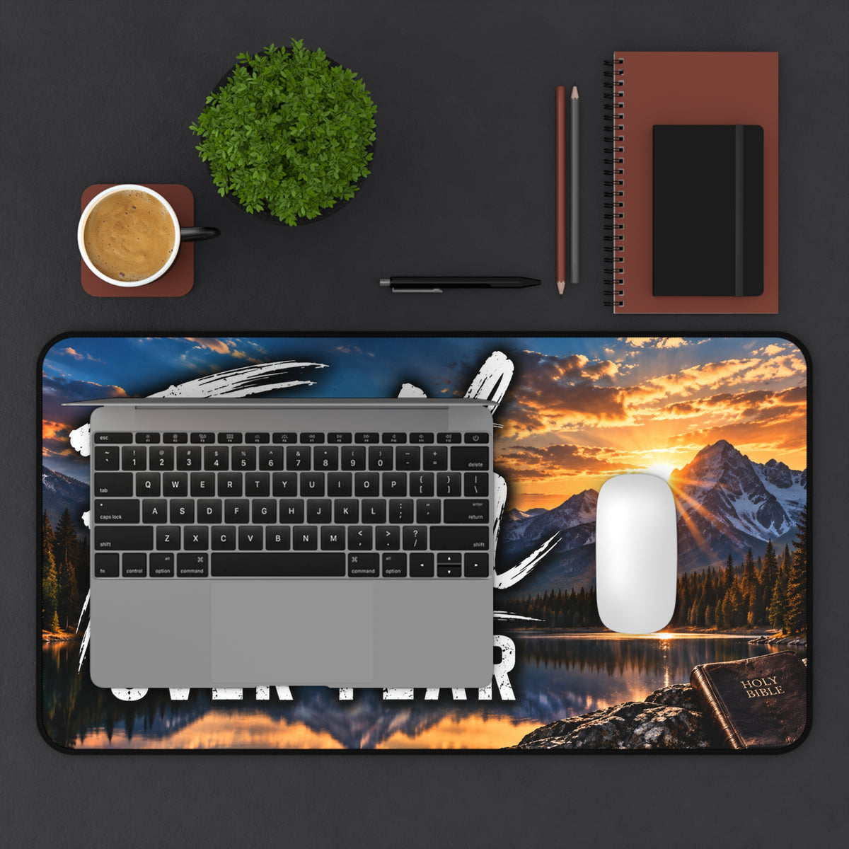 Faith Over Fear Christian Desk Mat
