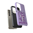 Samsung - "With God All Things Are Possible" Inspirational Purple Tough Case