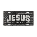 Jesus Take the Wheel Christian Vanity Plate – Distressed Flag
