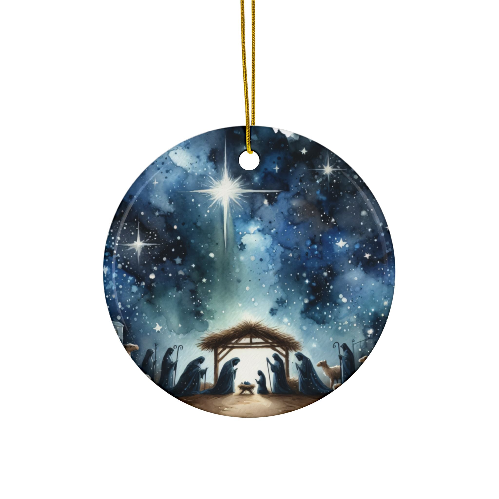 Ceramic Ornament — "Jesus In The Manger" Nativity Christmas Tree Decoration