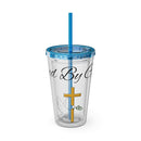 Saved By Grace Water Tumbler - Christian Gifts for Women Men - Faith Based Gifts