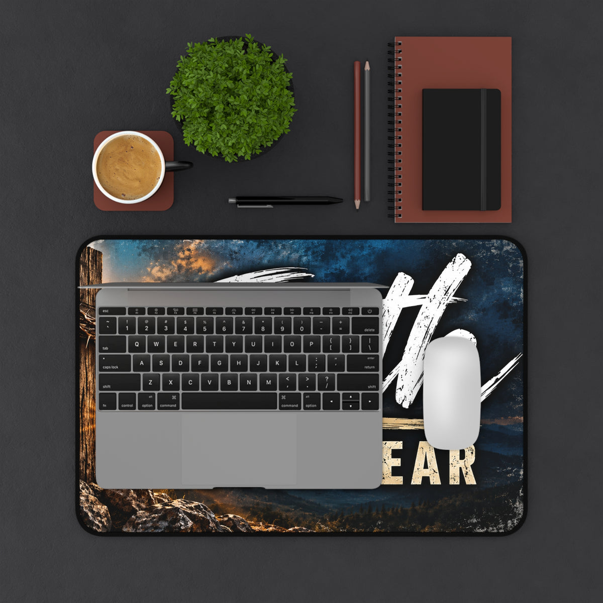 Faith Over Fear Christian Desk Mat