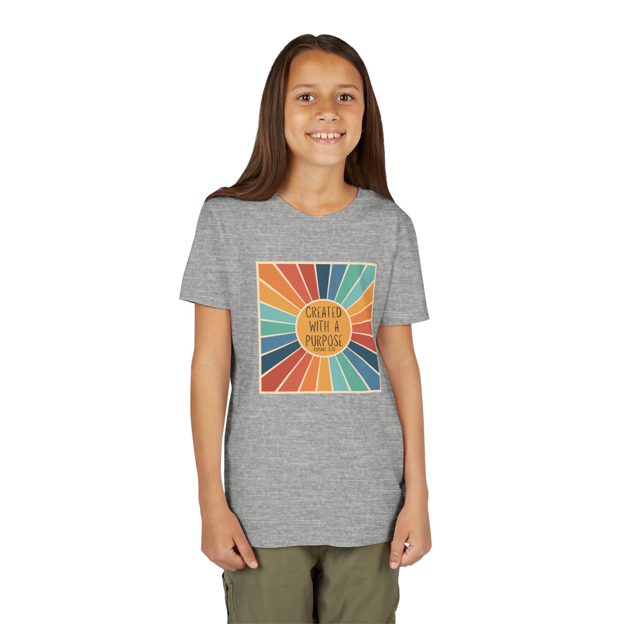 Youth Tee — 'Created With A Purpose' Retro Sunburst Kids T-Shirt