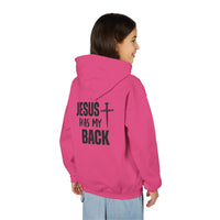 Youth Hoodie - "Jesus Has My Back" Cross Faith Graphic