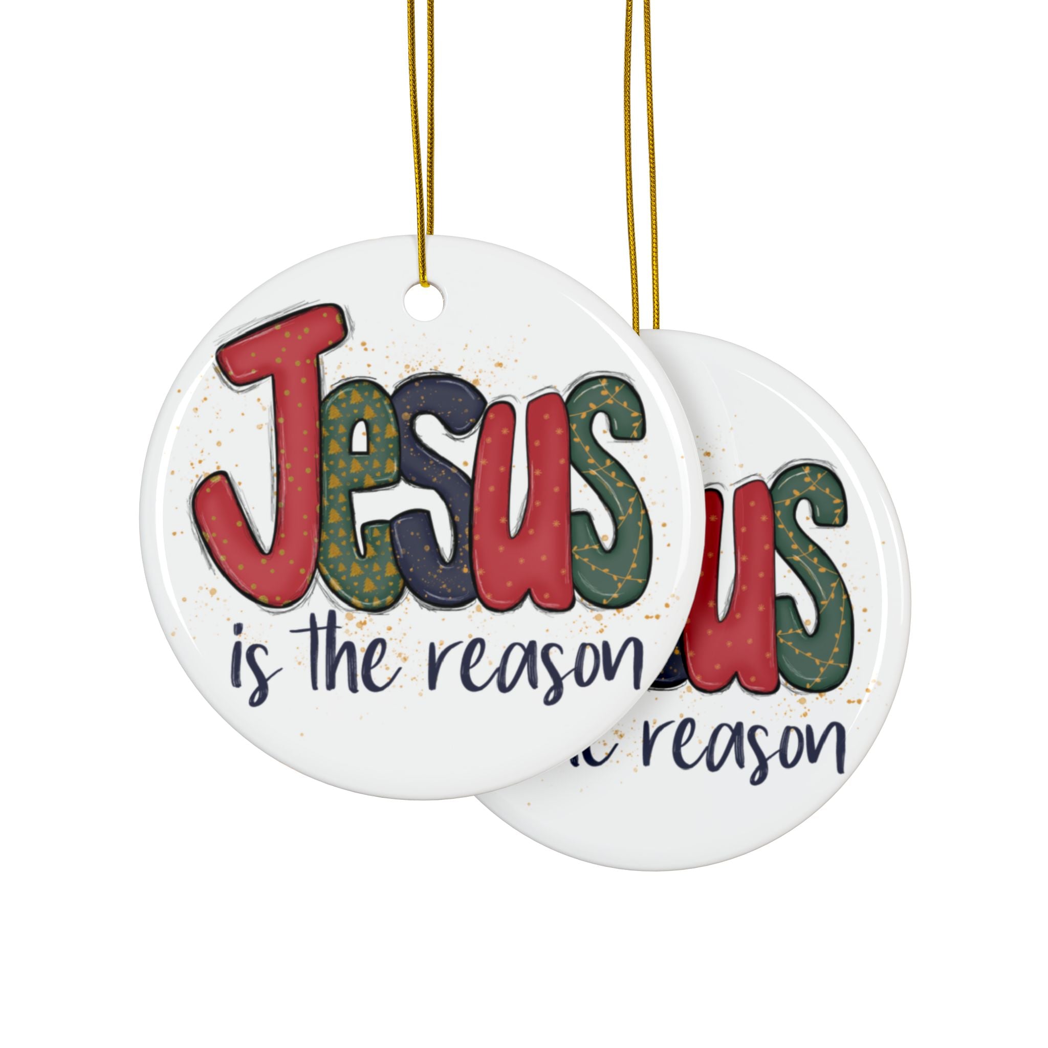 Ceramic Ornament — "Jesus Is The Reason For The Season" Nativity Christmas Tree Decoration