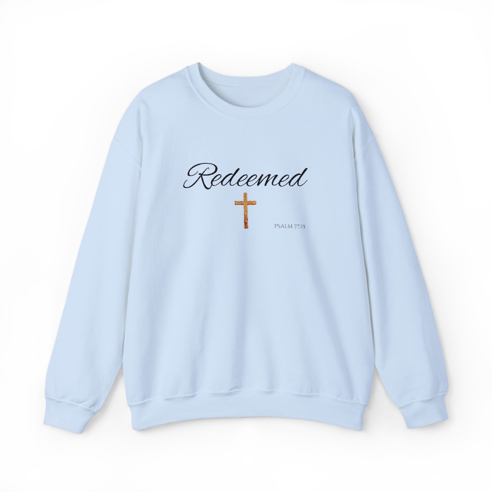Embroidered Redeemed Psalm 77:15 Unisex Heavy Blend Crewneck Sweatshirt