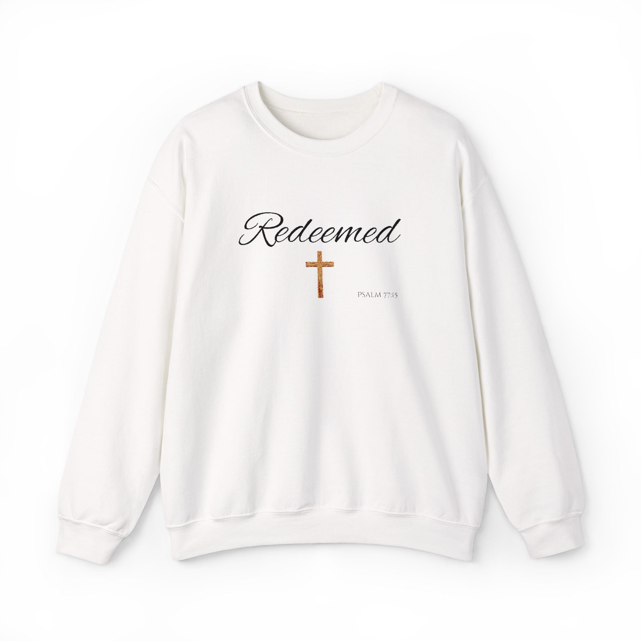 Embroidered Redeemed Psalm 77:15 Unisex Heavy Blend Crewneck Sweatshirt
