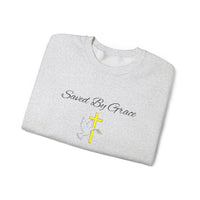 Embroidered Saved By Grace Ephesians 2:8-9 Unisex Heavy Blend Crewneck Sweatshirt