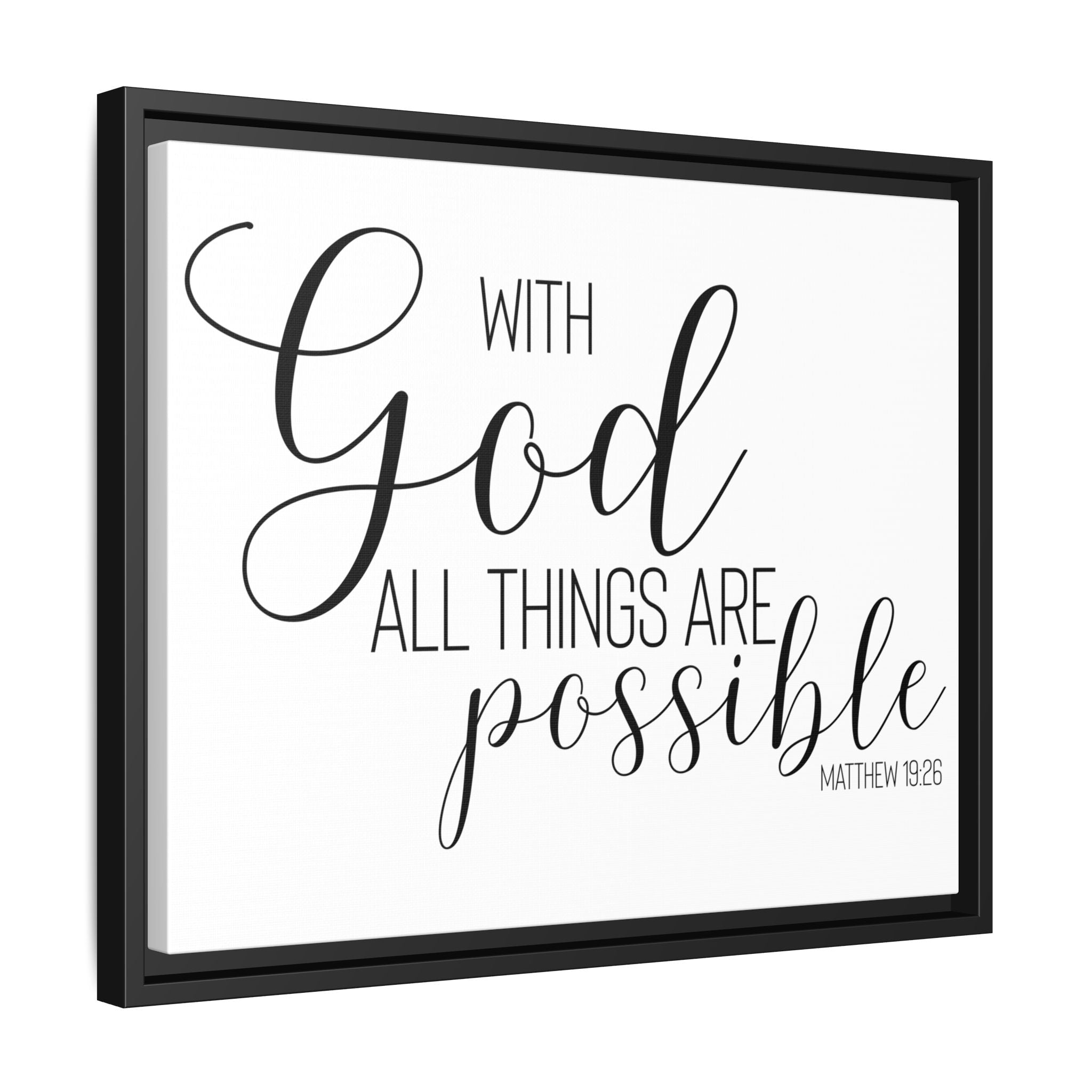Matte Canvas Framed Print — "With God All Things Are Possible" Inspirational Wall Art