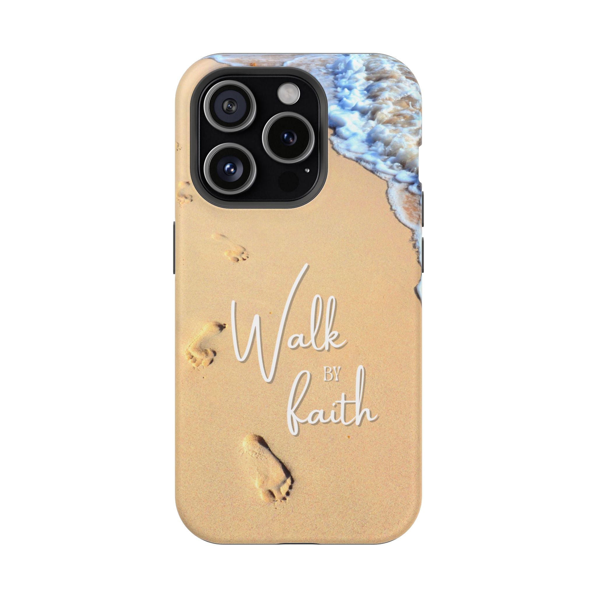 iPhone Inspirational Magnetic Phone Case, Unique Phone Accessories, Faith-Based Gifts, Coastal Vibes, Walk by Faith Design