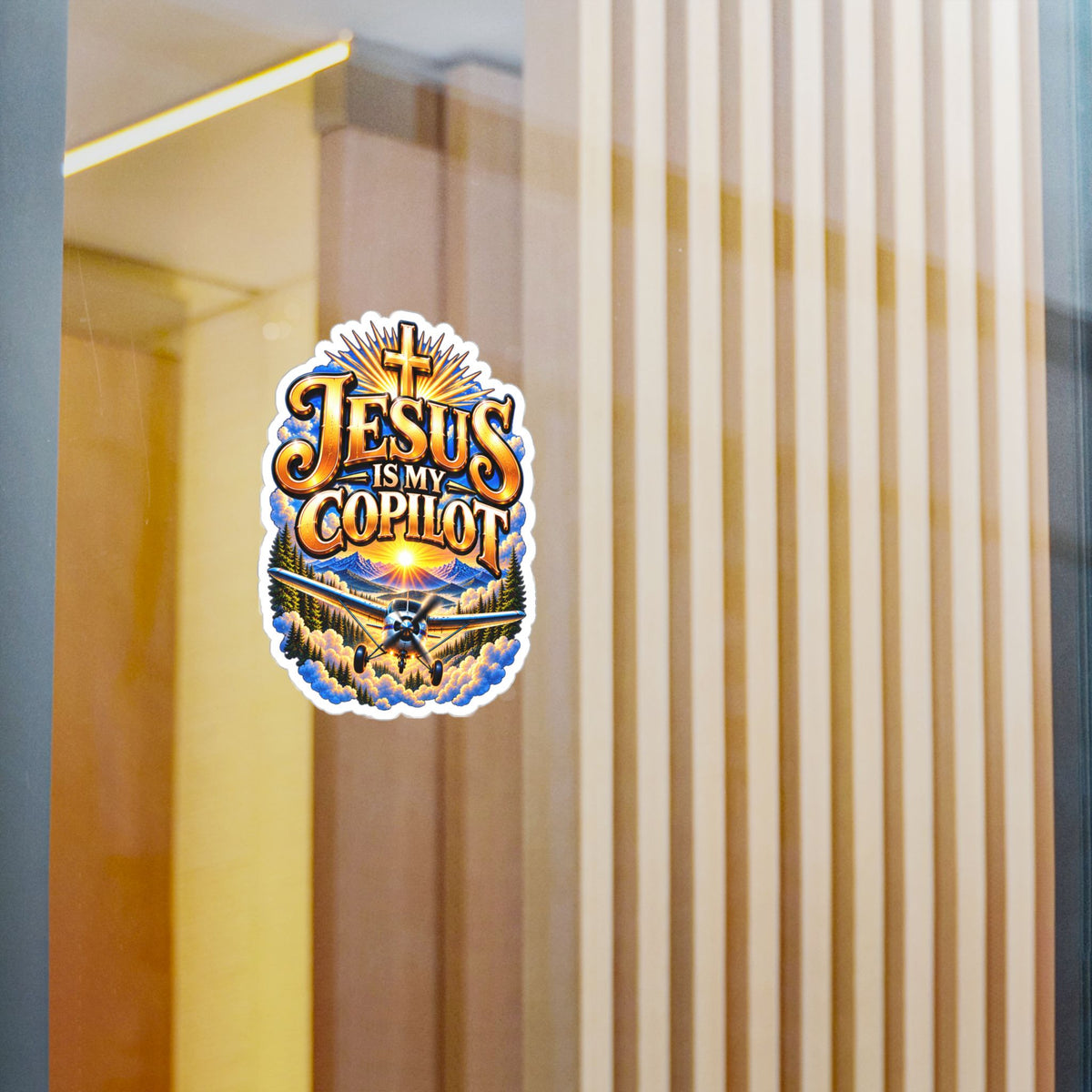Jesus Is My Copilot – Cross & Airplane Christian Vinyl Sticker