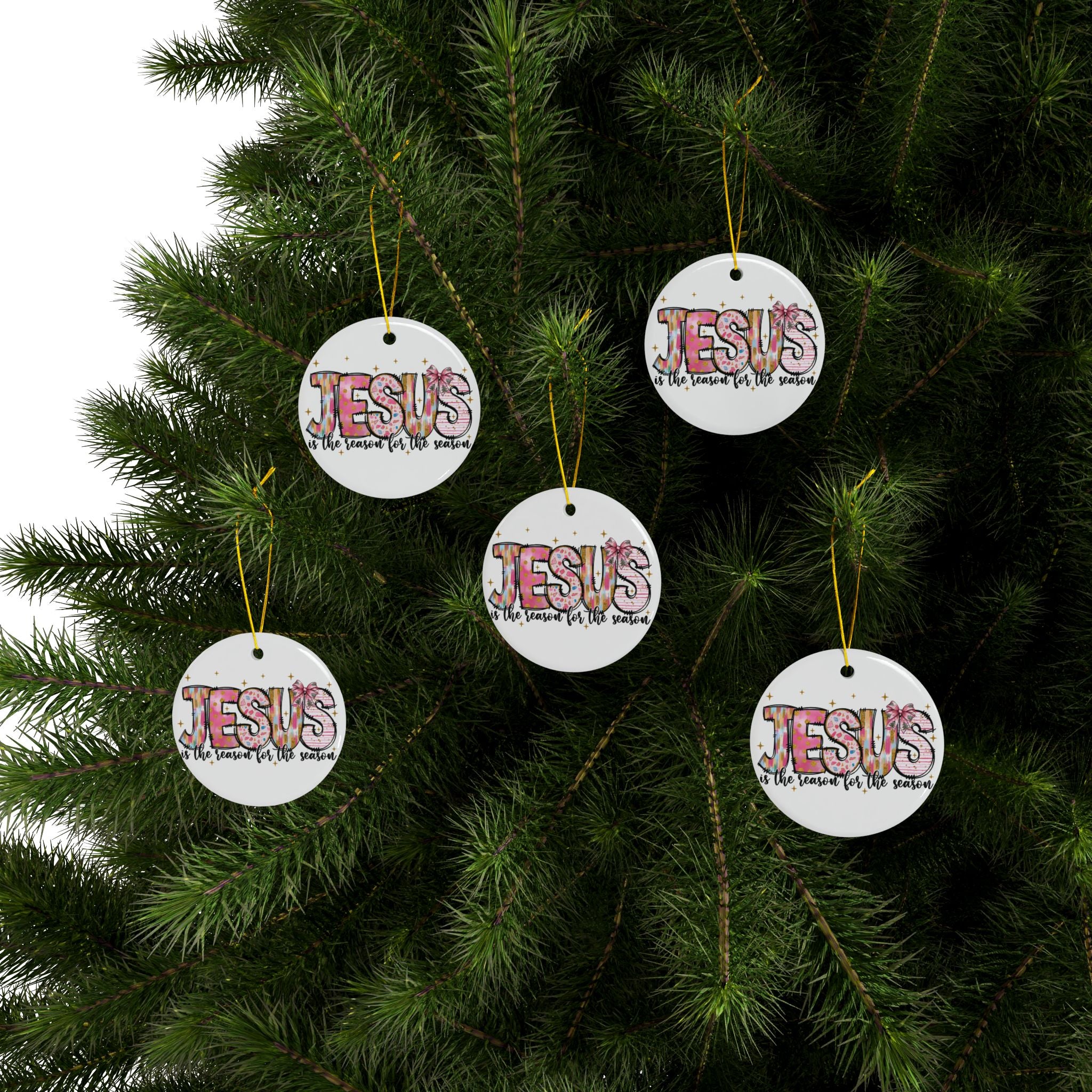Ceramic Ornament — "Jesus Is The Reason For The Season" Nativity Christmas Tree Decoration