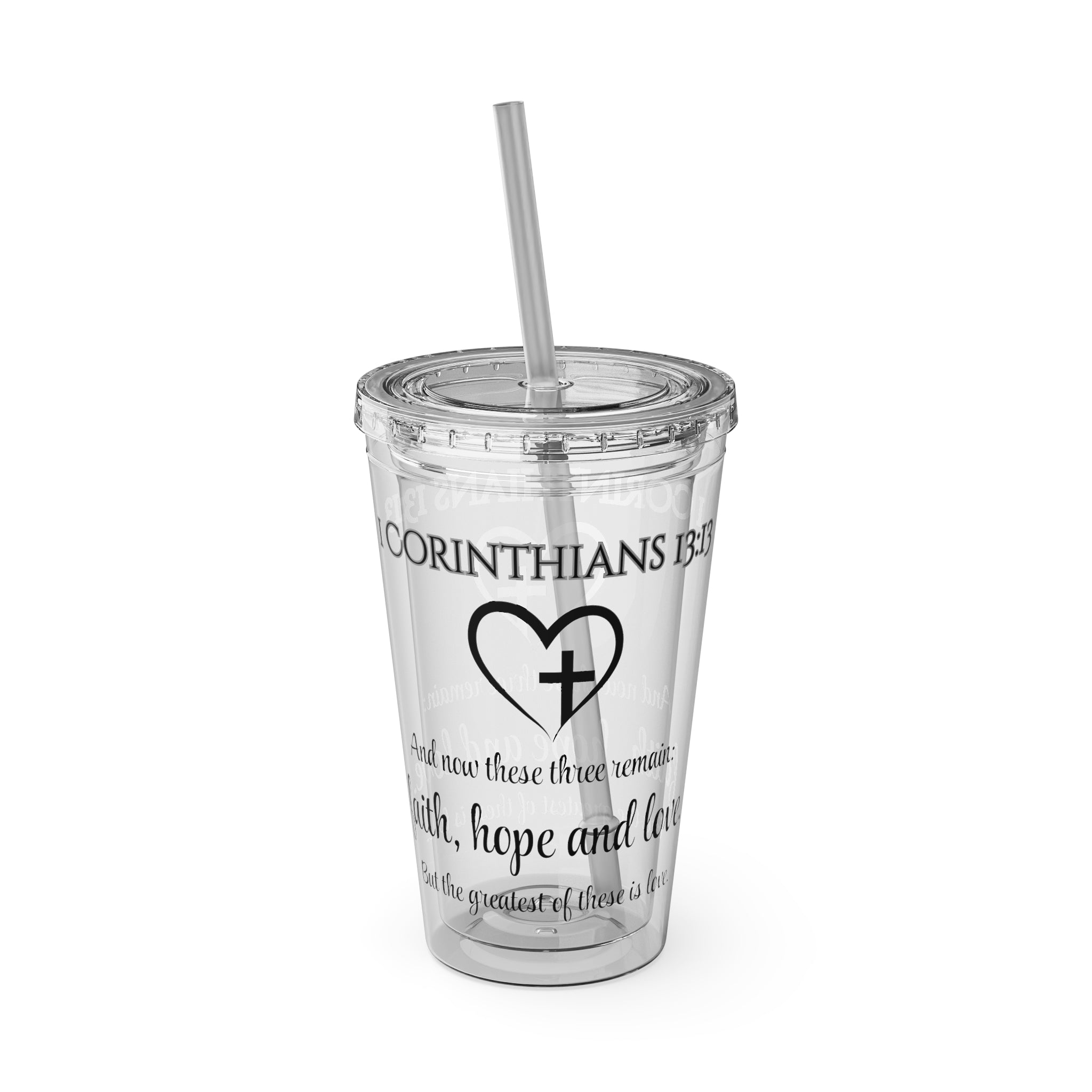 Faith Hope Love Water Tumbler - Christian Gifts for Women Men - Faith Based Gifts