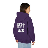 Youth Hoodie - "Jesus Has My Back" Cross Faith Graphic