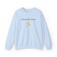 Embroidered Saved By Grace Ephesians 2:8-9 Unisex Heavy Blend Crewneck Sweatshirt