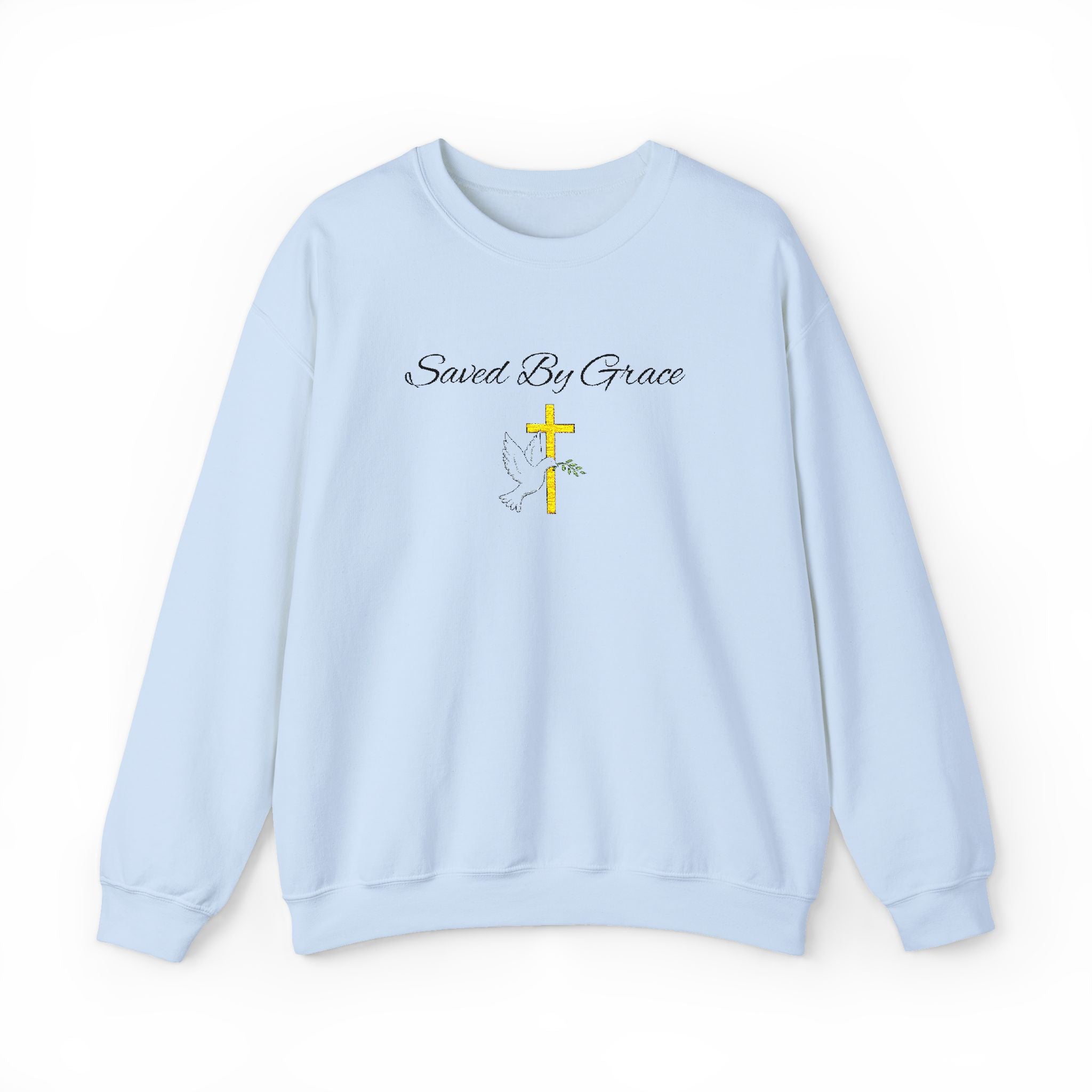 Embroidered Saved By Grace Ephesians 2:8-9 Unisex Heavy Blend Crewneck Sweatshirt