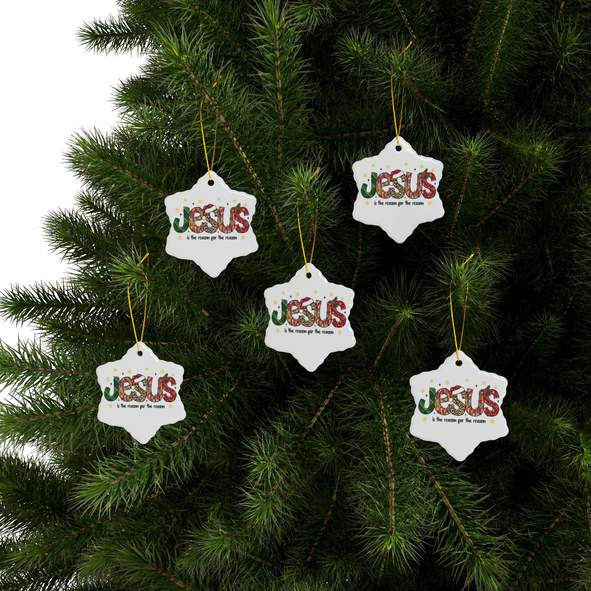 Ceramic Ornament — "Jesus Is The Reason For The Season" Nativity Christmas Tree Decoration