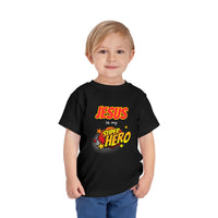 Toddler Tee - "Jesus Is My Superhero" Comic-Style Christian Shirt