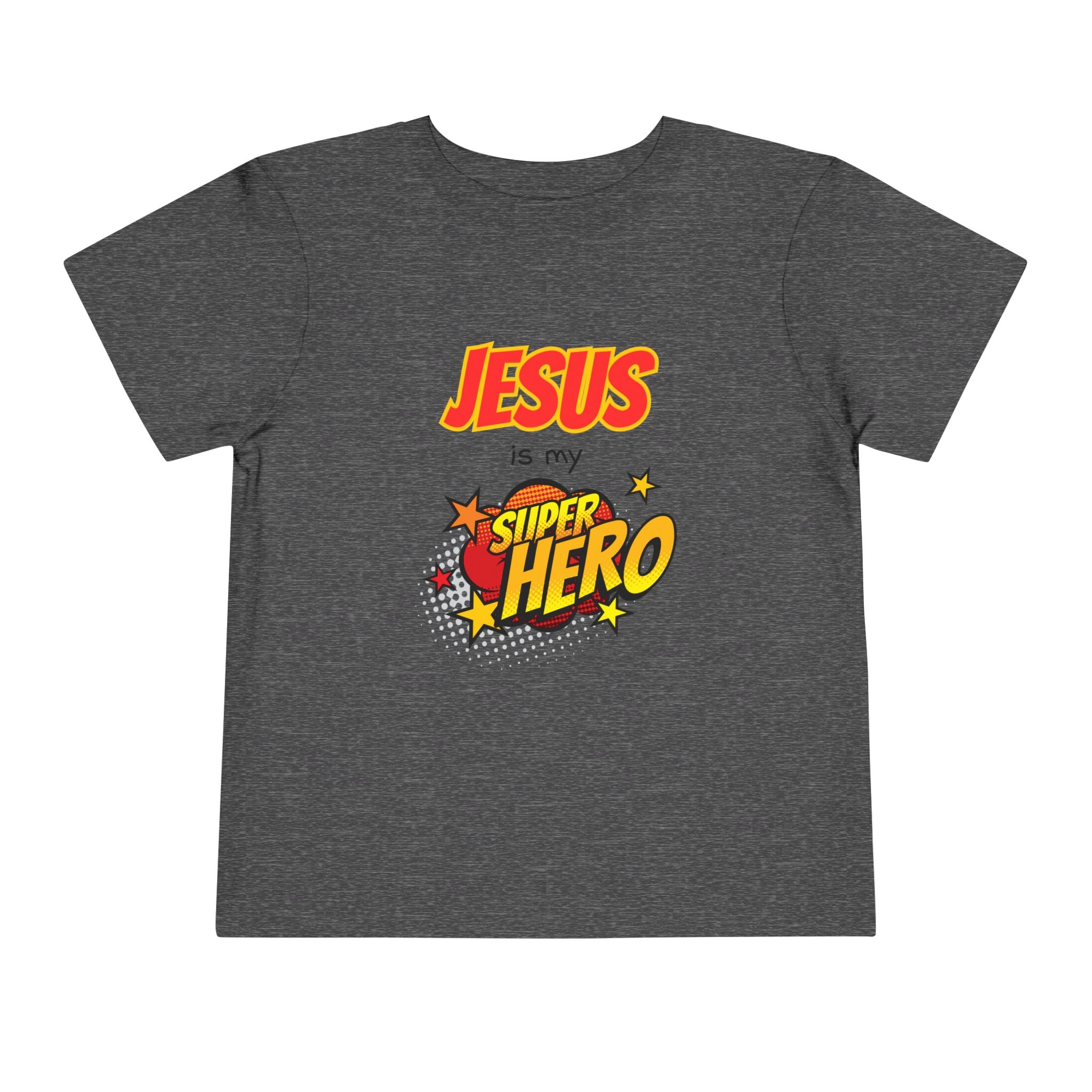 Toddler Tee - "Jesus Is My Superhero" Comic-Style Christian Shirt