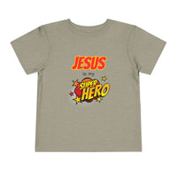 Toddler Tee - "Jesus Is My Superhero" Comic-Style Christian Shirt