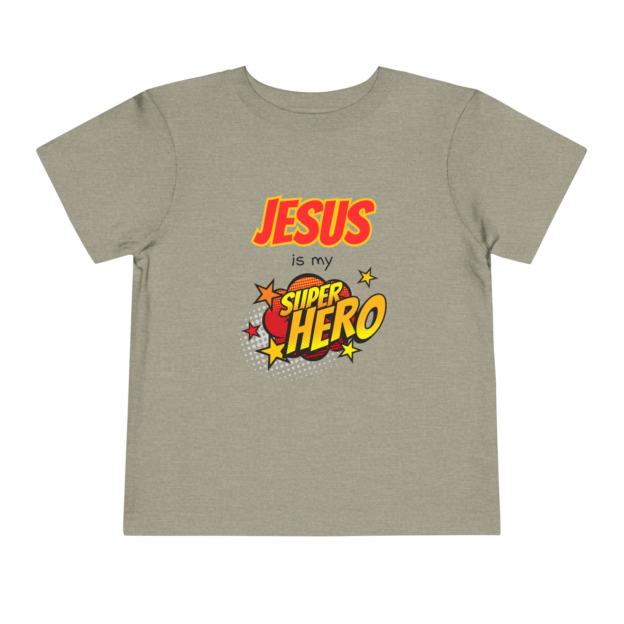 Toddler Tee - "Jesus Is My Superhero" Comic-Style Christian Shirt