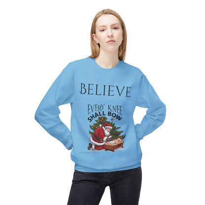 Believe Every Knee Shall Bow Christmas Sweatshirt - Christian Sweatshirts for Women Men - Christmas Sweatshirts for Christians  - Faith Christmas Sweatshirts