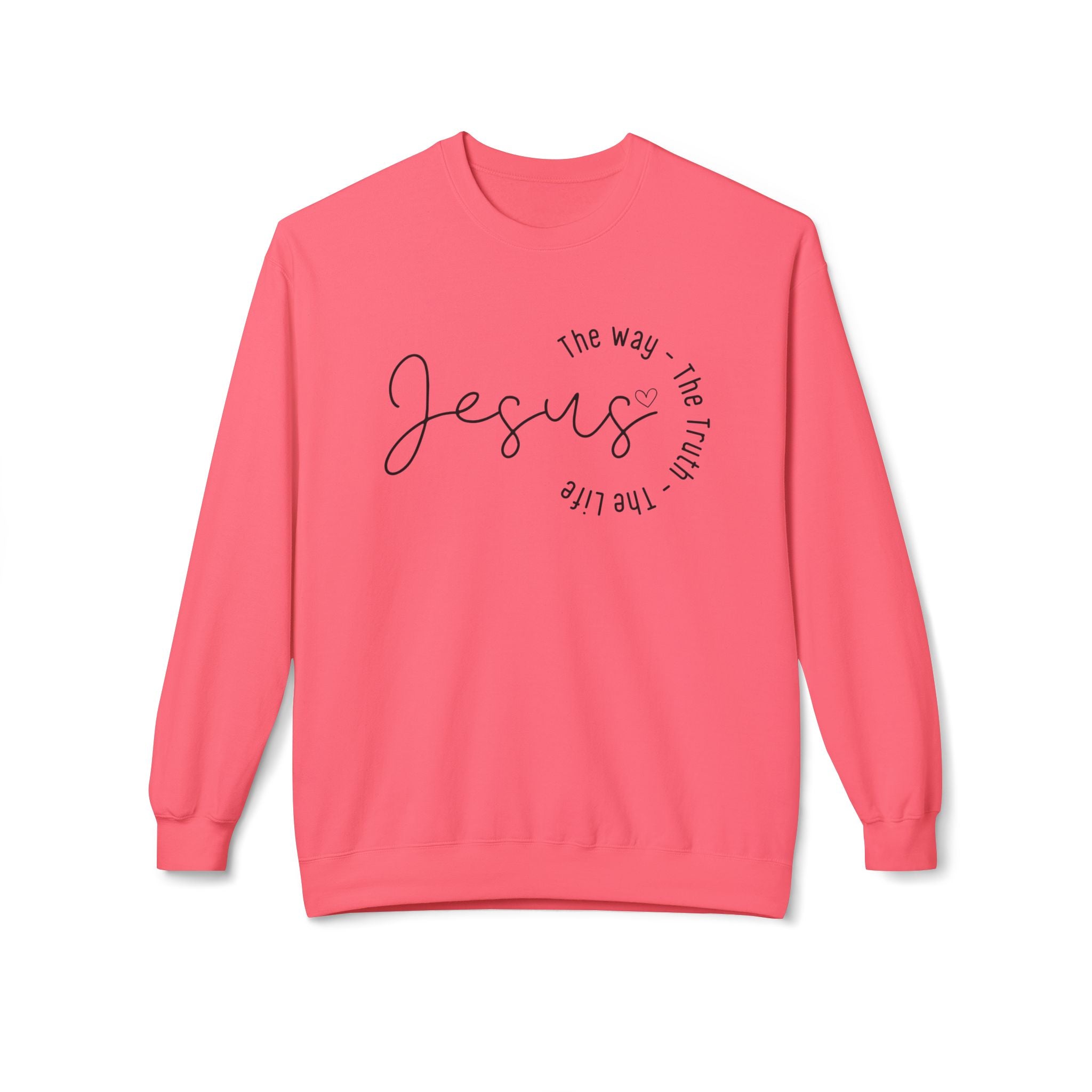 Jesus Circle Script Crewneck Sweatshirt — "Jesus: The Way, The Truth, The Life" Christian Pullover